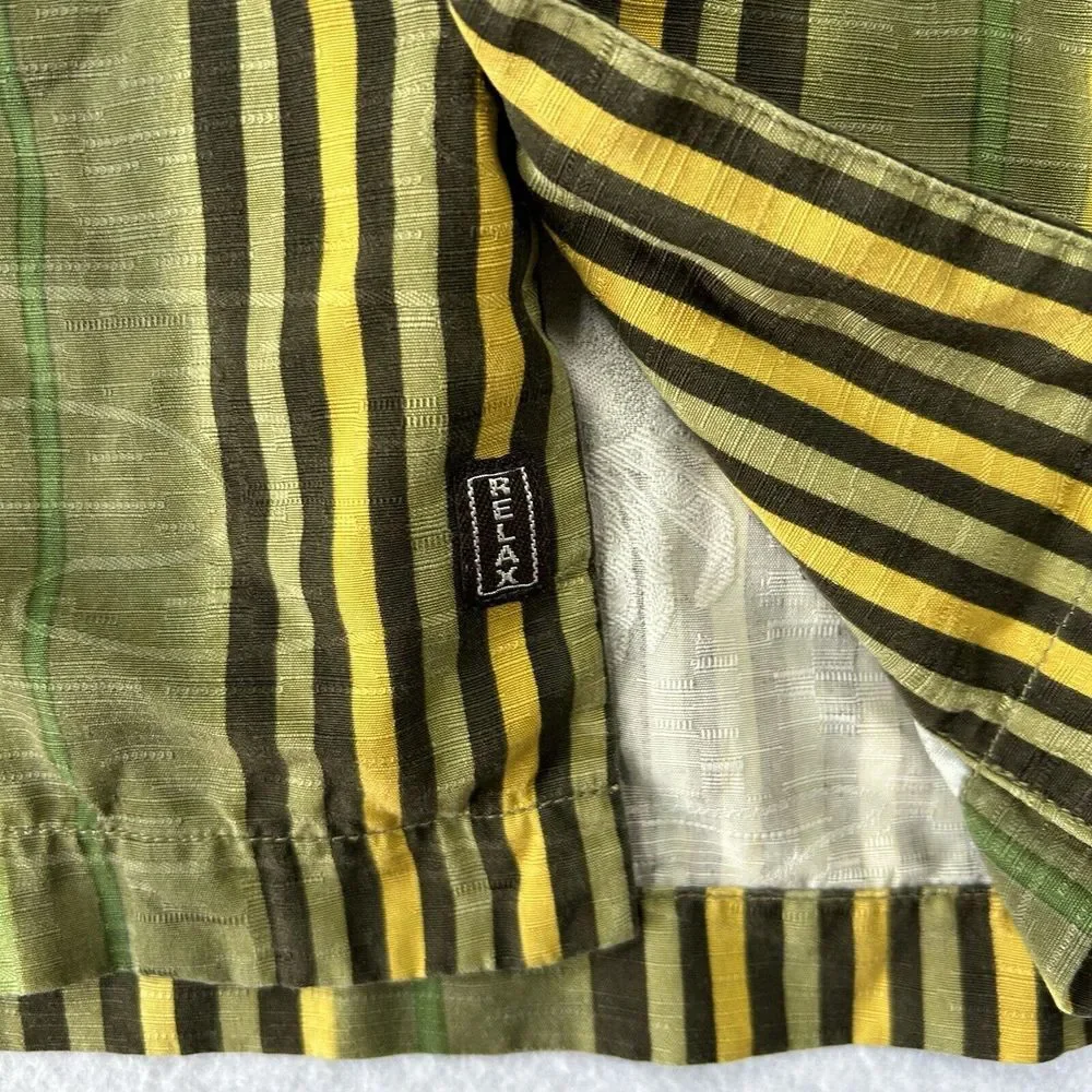 Tommy Bahama Silk Shirt Mens Medium Green Yellow‎ Crab Print Tropical Vacation